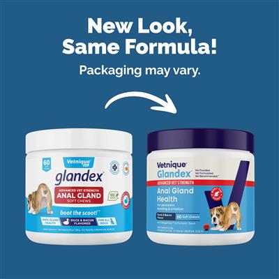 Glandex Anal Gland Support Soft Chews - Duck & Bacon Flavor 60 ct.