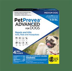 PetPrevea Advanced for Medium Dogs 11 to 20 Pounds, Light Blue Label (4 Dose x 4)