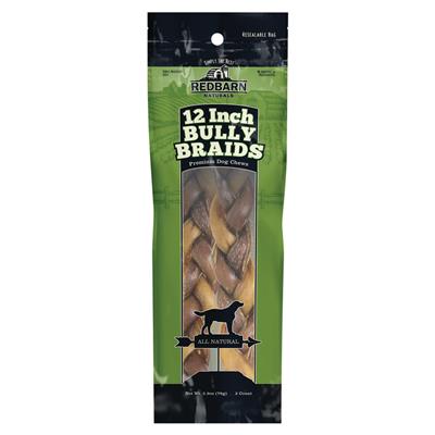 Redbarn Dog Bully Stick Braided 12in., 2 Pack