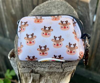 Reindeer Dog Poop Bag Holder | Holiday Waste Bag Dispenser | Christmas Dog Accessory | Recycled Neoprene | Seasonal Pet Gift