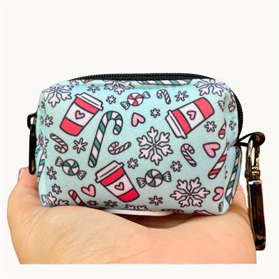 Peppermint Mocha Dog Poop Bag Holder | Holiday Coffee Waste Bag Dispenser | Winter Pet Accessory | Recycled Neoprene | Christmas Dog Gift