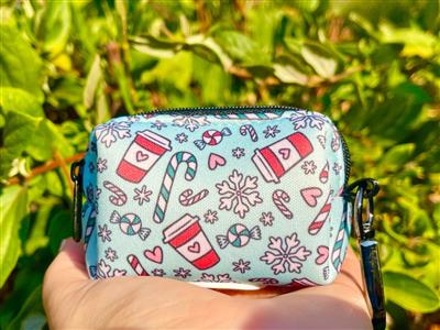 Peppermint Mocha Dog Poop Bag Holder | Holiday Coffee Waste Bag Dispenser | Winter Pet Accessory | Recycled Neoprene | Christmas Dog Gift