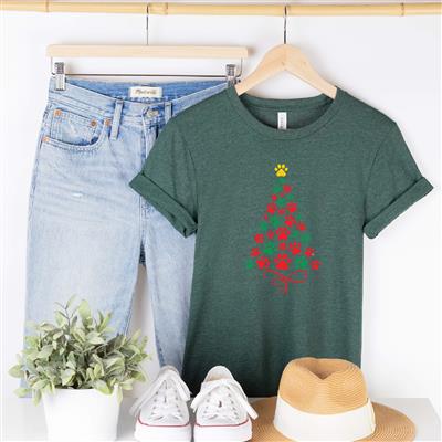 Christmas Shirt | Holiday Shirt | People Shirt | Printed Tshirt | Dog Lover Gift | COLORFUL PAW TREE