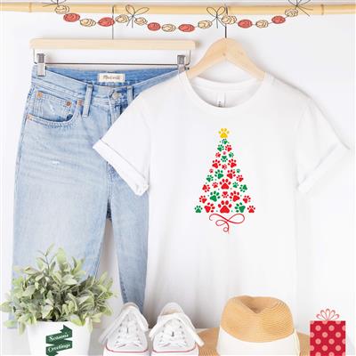 Christmas Shirt | Holiday Shirt | People Shirt | Printed Tshirt | Dog Lover Gift | COLORFUL PAW TREE