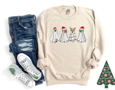 Holiday Shirt | Christmas Sweatshirt | Crew Neck | People Shirt | Tshirt | HOLIDAY GHOST DOGS