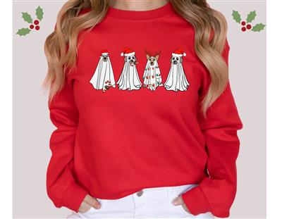 Holiday Shirt | Christmas Sweatshirt | Crew Neck | People Shirt | Tshirt | HOLIDAY GHOST DOGS