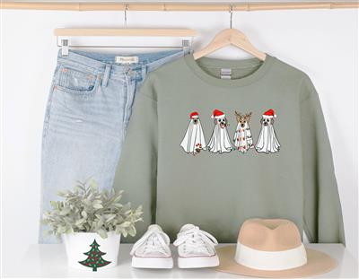 Holiday Shirt | Christmas Sweatshirt | Crew Neck | People Shirt | Tshirt | HOLIDAY GHOST DOGS