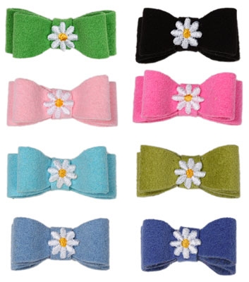 Embroidered Daisy Hair Bow