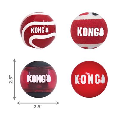 KONG® Signature Balls Dog Fetch Toy Assorted Medium 4pk