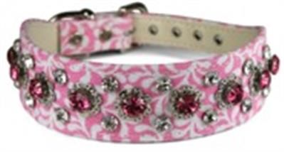 Dandy Plume Tapered 12" Jewel Dog Collar (Black or Pink)