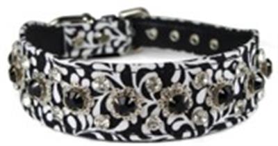 Dandy Plume Tapered 12" Jewel Dog Collar (Black or Pink)