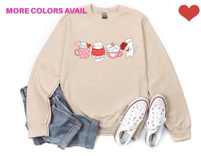 Valentine Sweatshirt | Cat Lover Gift | Crewneck Sweatshirt | Holiday Shirt | People Shirt | VALENTINE CATS