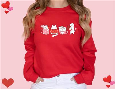Valentine Sweatshirt | Cat Lover Gift | Crewneck Sweatshirt | Holiday Shirt | People Shirt | VALENTINE CATS