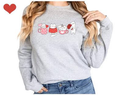 Valentine Sweatshirt | Cat Lover Gift | Crewneck Sweatshirt | Holiday Shirt | People Shirt | VALENTINE CATS