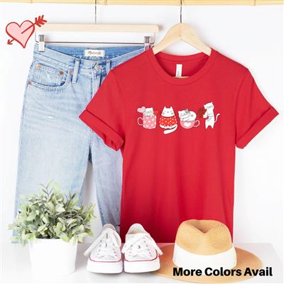 Valentine Shirt | People Shirts | Printed Tshirt | Cat Lover Gifts | Unisex | Valentines Day Cats