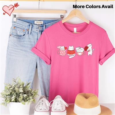 Valentine Shirt | People Shirts | Printed Tshirt | Cat Lover Gifts | Unisex | Valentines Day Cats