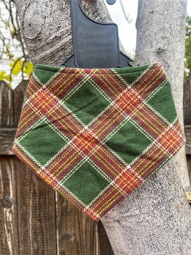 Bandana - Forest Plaid - Dark Green Red Tartan Plaid - Handmade in the USA