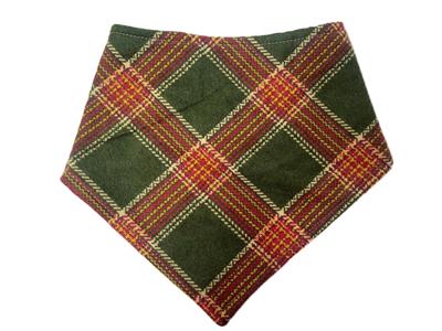 Bandana - Forest Plaid - Dark Green Red Tartan Plaid - Handmade in the USA