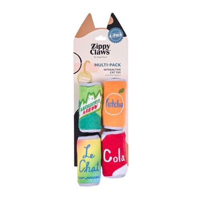 ZippyClaws® Catnip Cans 4-Pack - Mountain Mew, Fetcha, Le Chat, Cola