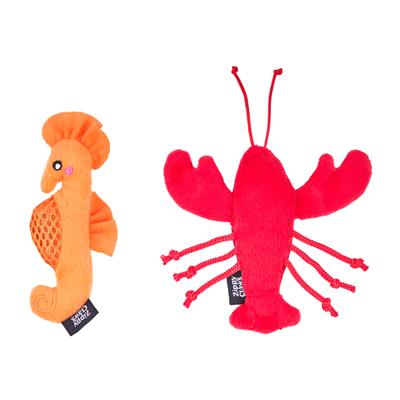 ZippyClaws® Mesh Mates 2-Pack - Seahorse and Lobster