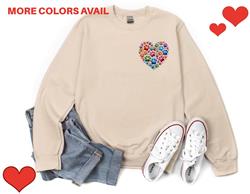 Valentine Sweatshirt | Dog Lover Gift | Crewneck Sweatshirt | Holiday Shirt | People Shirt | RAINBOW PAW POCKET