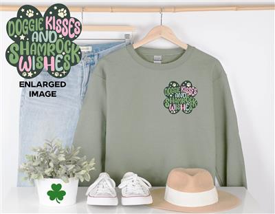 St. Patrick's Day Sweatshirt | Dog Lover Gift | Crewneck Sweatshirt | Holiday Shirt | People Shirt | SHAMROCK POCKET
