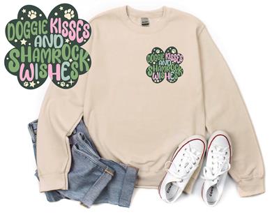 St. Patrick's Day Sweatshirt | Dog Lover Gift | Crewneck Sweatshirt | Holiday Shirt | People Shirt | SHAMROCK POCKET