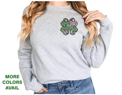 St. Patrick's Day Sweatshirt | Dog Lover Gift | Crewneck Sweatshirt | Holiday Shirt | People Shirt | SHAMROCK POCKET