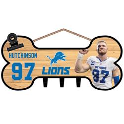 AIDAN HUTCHINSON DETROIT LIONS BONE SHAPE SIGN WITH HOOKS
