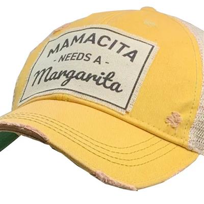 "Mamacita Needs A Margarita" Distressed Trucker Cap