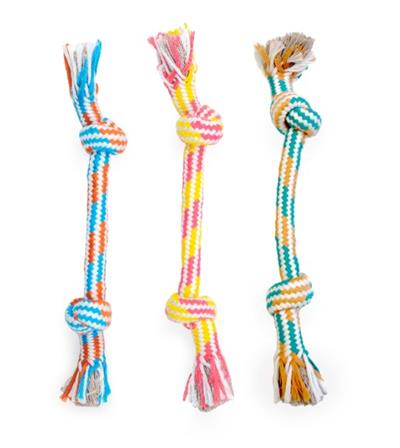 ThoozyPet 2-Knot Rope Dog Toy Blue / Red 8.5"
