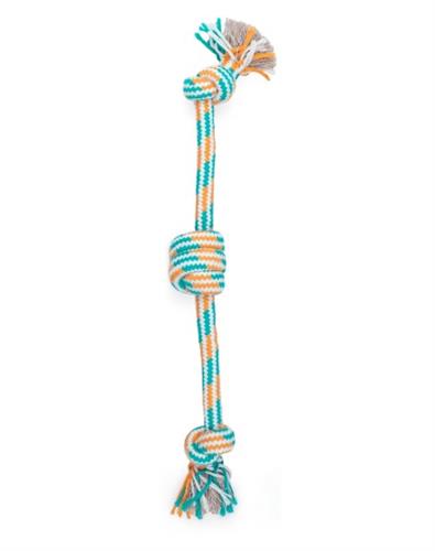 ThoozyPet 3-Knot Rope Dog Toy Orange / Teal 25"
