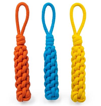 ThoozyPet Knotted Stick Rope Dog Toy with Handle Yellow 11"