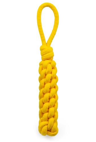 ThoozyPet Knotted Stick Rope Dog Toy with Handle Yellow 11"