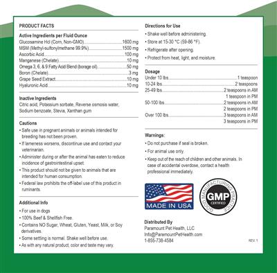 Paramount Pet Health Vegetarian Hip & Joint Supplement for Dogs