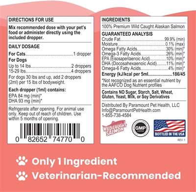 Paramount Pet Health Wild Alaskan Salmon Oil Dog & Cat Supplement