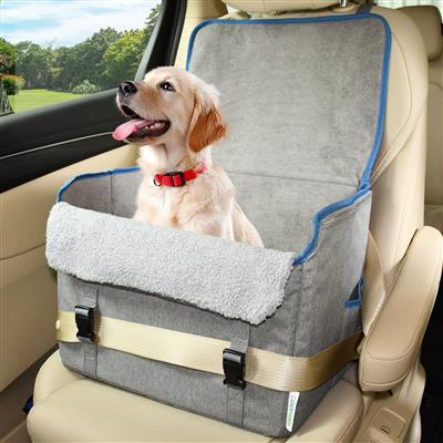 GOOPAWS Dog Car Seat for Small or Medium Dogs, Portable Dog Car Travel Bed with Clip-On Safety Leash, Briefcase Shape Waterproof Dog Booster Car Seat, Suitable for Pets Up to 25lbs