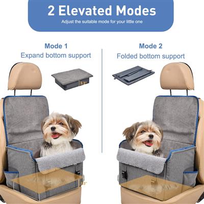 GOOPAWS Dog Car Seat for Small or Medium Dogs, Portable Dog Car Travel Bed with Clip-On Safety Leash, Briefcase Shape Waterproof Dog Booster Car Seat, Suitable for Pets Up to 25lbs