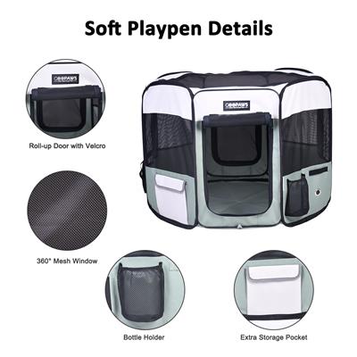 Jespet 2-Door Portable Soft-Sided Dog, Cat & Small Pet Exercise Playpen, Teal Blue, 61''