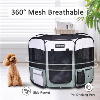 Jespet 2-Door Portable Soft-Sided Dog, Cat & Small Pet Exercise Playpen, Teal Blue, 61''
