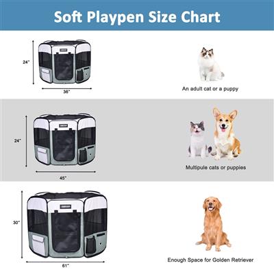 Jespet 2-Door Portable Soft-Sided Dog, Cat & Small Pet Exercise Playpen, Teal Blue, 61''