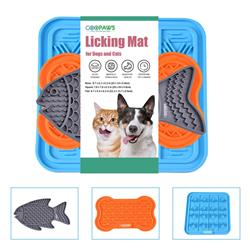GOOPAWS Licking Mat 3 Pack, Orange & Grey & Blue