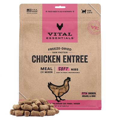 Vital Essentials Freeze-Dried Raw Chicken Entree & Mixer Cat Food Soft Nibs, 12 oz