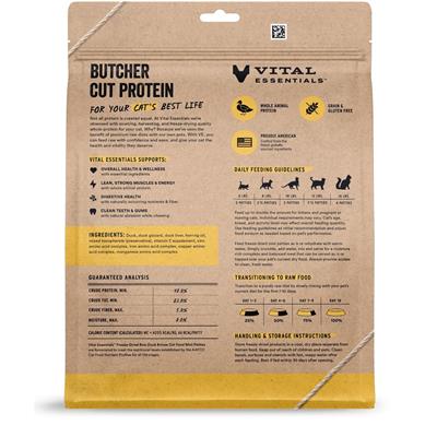 Vital Essentials Freeze-Dried Raw Duck Entree Cat Food Mini Patties, 15 oz