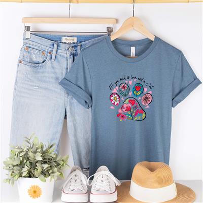 Cat Shirt | People Shirts | Printed Tshirt | Human Dog Gear | Unisex | ALL YOU NEED IS LOVE AND A CAT