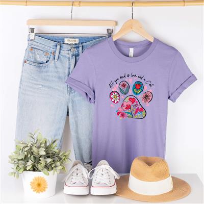 Cat Shirt | People Shirts | Printed Tshirt | Human Dog Gear | Unisex | ALL YOU NEED IS LOVE AND A CAT