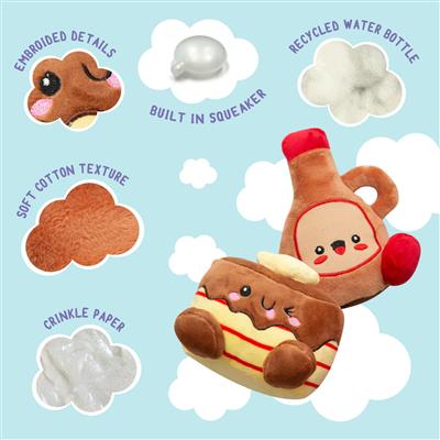 SnugArooz Pancake and Syrup Plush Dog Toy 4" 2pk
