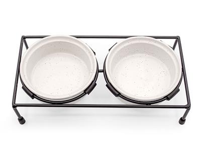 ThoozyPet Stoneware Pet Double Diner White