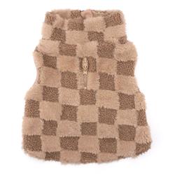 Beige Fur Check 1/2 Zip Pullover