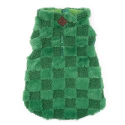 Green Fur Check 1/2 Zip Pullover
